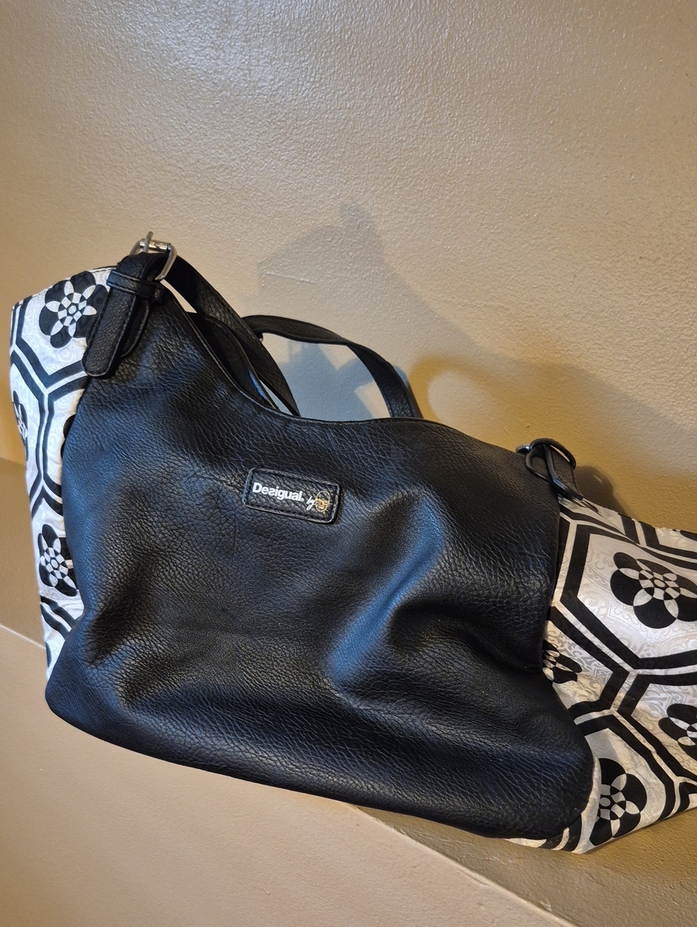 Desigual Black and White Hobo Bag